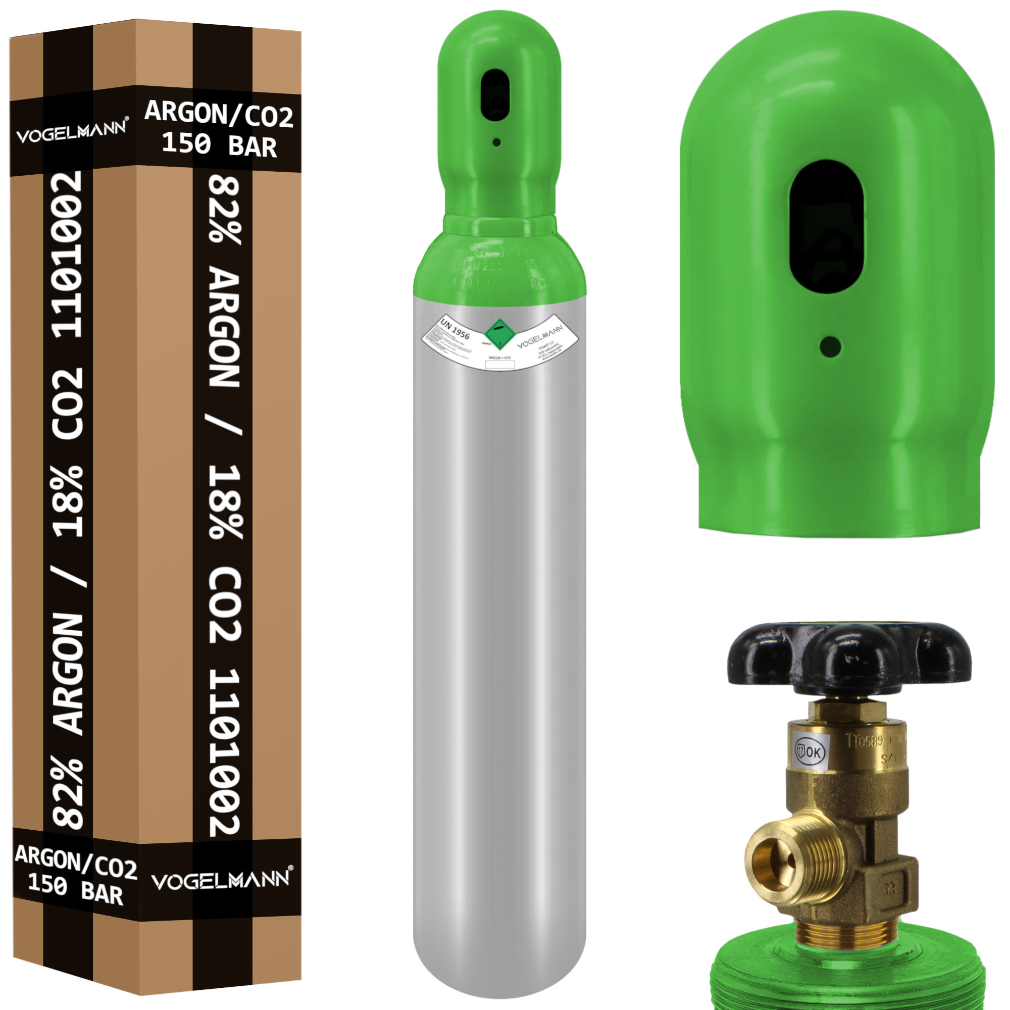Bouteille pleine de gaz Argon/CO2 8l 150bar Vogelmann