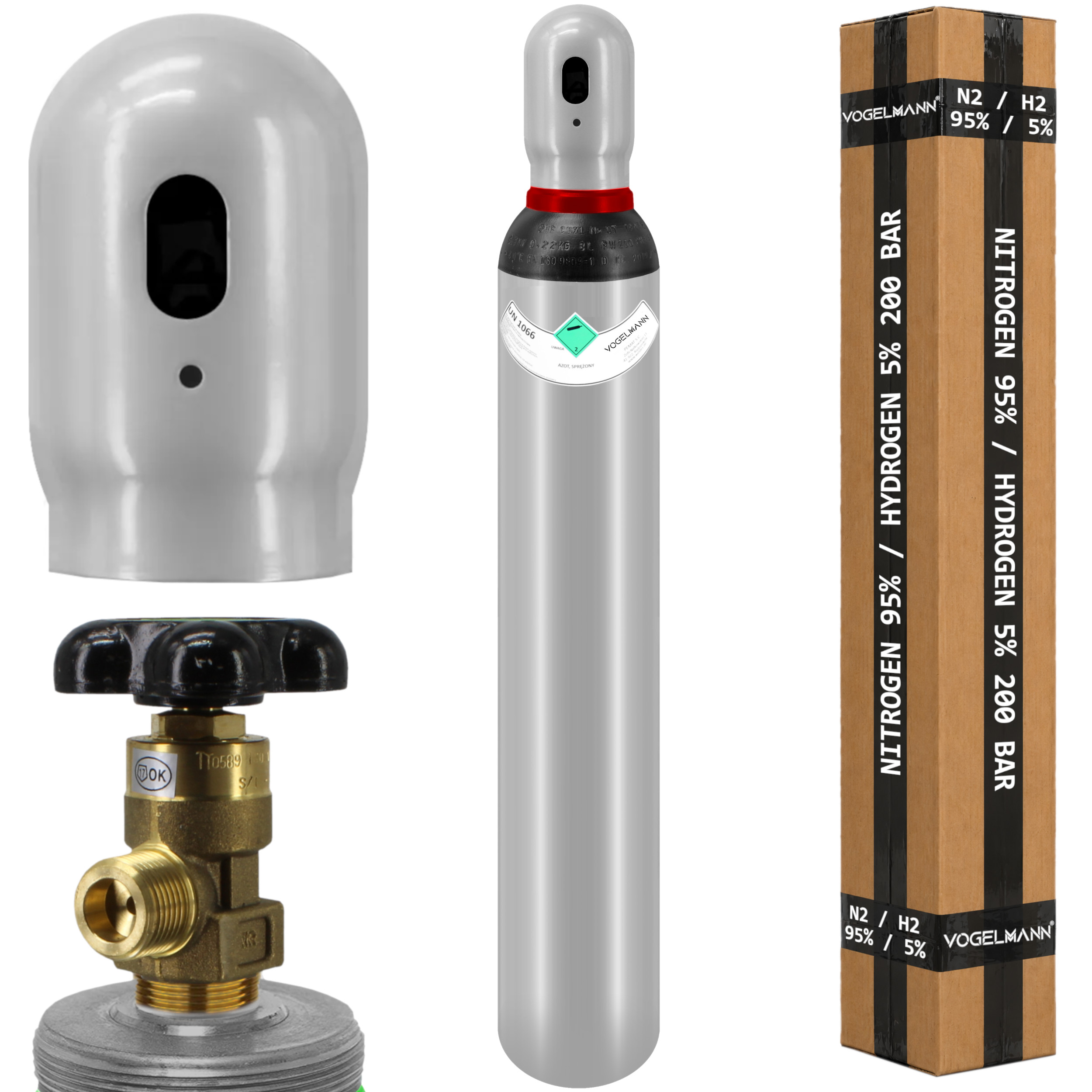 5% hydrogène / 95% azote 10l 200bar - bouteille de gaz pleine Vogelmann